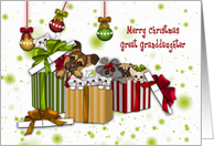 Christmas Great Granddaughter Puppies Kittens and Presents card