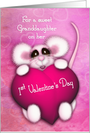 1st Valentine’s Day for a Granddaughter Sweet Mouse With a Heart card