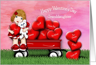 Valentine for a Young Granddaughter Teddy Bear in Wagon with Hearts card