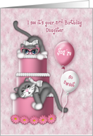 3rd Birthday for a Daughter Kitten with Glasses on a Cake card