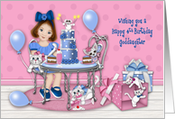 4th Birthday for a Goddaughter Party with Kittens and a Puppy card