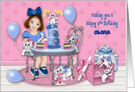 8th Birthday Customize with Any Name Party with Kittens and a Puppy card