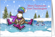 Christmas For a Young Great Granddaughter Ice Skating Moose and Mice card