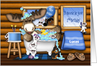 2nd Birthday Customize With Any Name Moose in a Tub Mice and Animals card