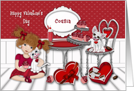 For a Cousin Valentine’s Day Valentine With Kitten and Puppy card