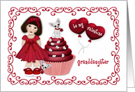 Valentine for a Asian Granddaughter Girl Puppy on a Cupcake Hearts card