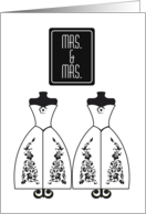 Mrs & Mrs Gay Wedding Dresses Mannequins Congratulations card