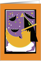My Witch Halloween Cute Bat and Moon Greeting card