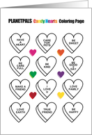Valentine Candy Hearts Love Theme Fun Sayings Coloring Book card