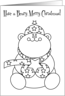 Christmas Coloring Book Card Kids Beary Merry Star Bear Activity card