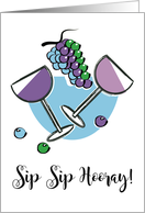 Sip Sip Hooray Toasting Wine Glasses Cocktail Theme Invitation card