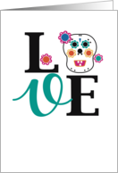 Cinco De Mayo Love Word Adorable Skull and Flowers Theme card