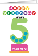 Fifth Birthday Number Monsters Happy 5 Birthday Cartoon Characters card