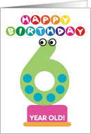 Sixth Birthday Number Monsters Happy 6 Birthday Cartoon Characters card
