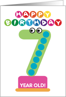 Seventh Birthday Number Monsters Happy 7 Birthday Cartoon Characters card