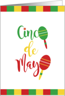 Cinco De Mayo May 5 A Maraca Typography Red Yellow Green card