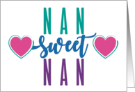 Nan Sweet Nan Family Love Hearts Adorable Grandmother Thank You card