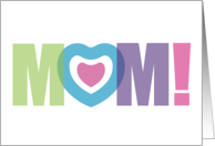 MOM Typographic Lettering Heart With Love For Mother Blank card