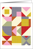 Fabric Blocks with Quilt Stitches Blank card