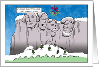 Christmas Card with Mistletoe Over Mt. Rushmore card