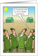 Card for Military Advancement with Troops Smiling for Satellite card