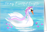 To Daughter From Mother Birthday Card With Swan With Flower Crown card