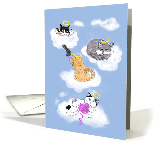 Loss of Cat Sympathy Card With Heavenly Kitties on Clouds card