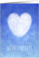 With Sympathy Peaceful White Cloud Heart on Soft Blue Sky Background card