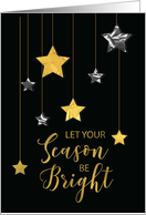 Christmas Star Shine Gold and Silver Looking Stars on Black card