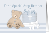 Step Brother Blue Baptism Cake Teddy Bear card