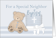 Neighbor Blue Baptism Cake Teddy Bear card