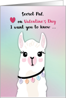 Secret Pal Llamas Valentines Day Hearts card