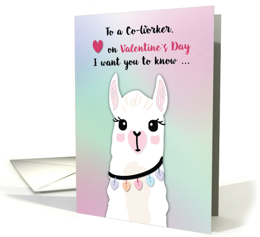 Co-Worker Llamas Valentines Day Hearts card (1596304)