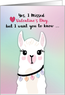 Belated Llamas Valentines Day Hearts card