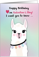 Happy Birthday Llamas Valentines Day Hearts card