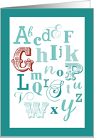 G Initial Name Alphabet Birthday Teal and Red card