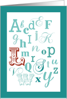 Letter L Initial Name Alphabet Birthday Teal and Red card