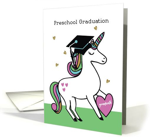 Preschool Graduation Congratulations Unicorn in Cap card (1598040)