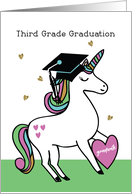 Third Grade Graduation Congratulations Unicorn in Cap card