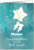 Customizable Name First Tooth Stars at Night Congratulations card