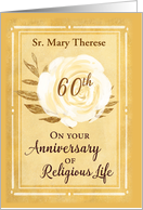 Customizable Name 60th Anniversary of Religious Life Nun White Rose card