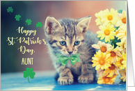 Aunt St. Patricks Day Kitten with Yellow Daisies card