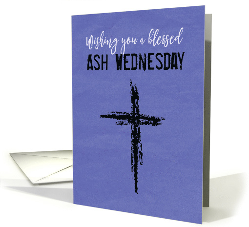 Blessed Ash Wednesday Black Cross on Purple Background card (1601818)