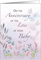 Baby Anniversary of Loss Watercolor Florals and Branches card