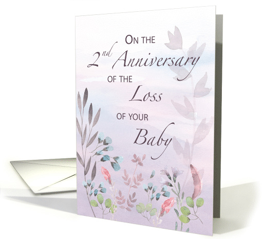 Baby 2nd Anniversary of Loss Watercolor Florals and Branches card