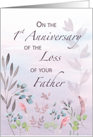 Father 1st Anniversary of Loss Watercolor Florals and Branches card