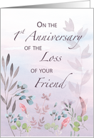 Friend 1st Anniversary of Loss Watercolor Florals and Branches card