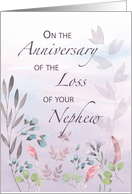 Nephew Anniversary of Loss Watercolor Florals and Branches card