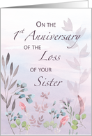 Sister 1st Anniversary of Loss Watercolor Florals and Branches card
