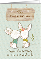 Customizable Names Wedding Anniversary to Spouse Bunnies card